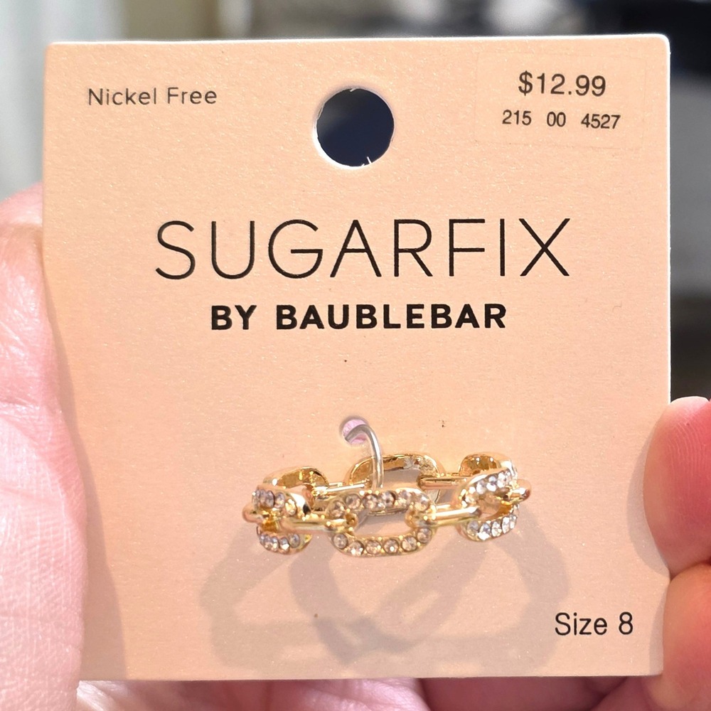 Sugarfix by BaubleBar Gold Pave Chain Link Ring Size 8 Nickel Free New